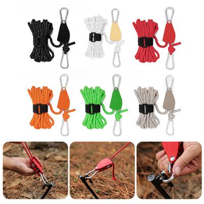 4mm 4m Rope Stopper Tightener Reflective Nylon Awning Wind Rope Fastener with Carabiner Wind Rope Fastener Adjustable for Hiking