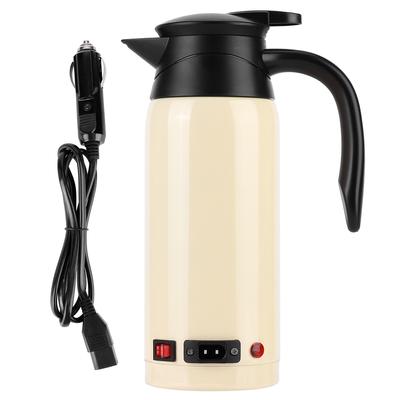 Portable 800ml HighCapacity Electric Heating Kettle with  Lighter for Car Use 12V24V(Beige