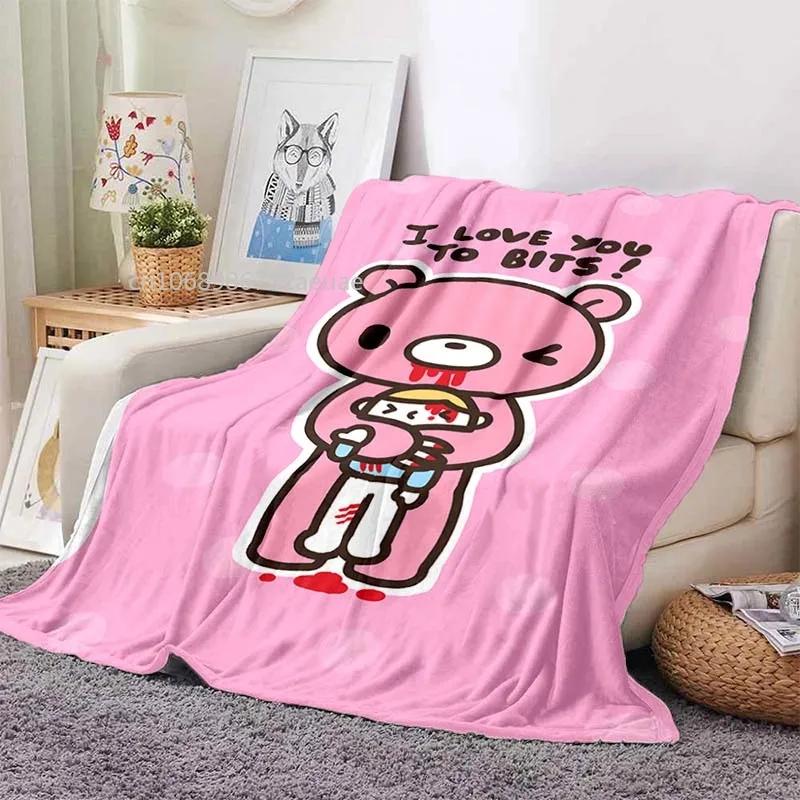 Cartoon Gloomy Bear Printed Blanket for Beds Sofas Warm Soft Flannel Blanket Gift