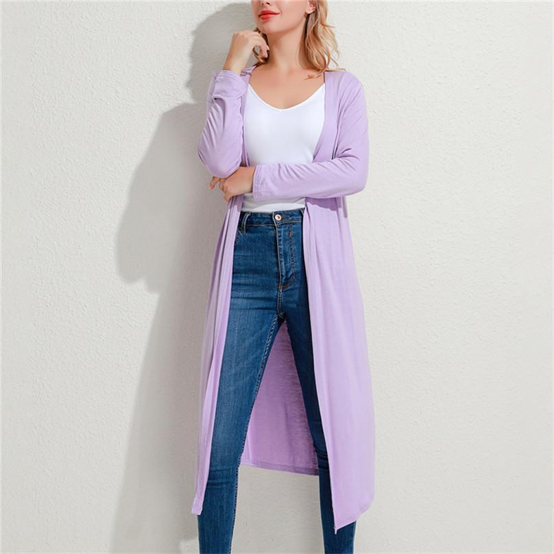 Cardigan Moda Autunno ed Estate Donna Colore Unico Abbigliamento Protezione Solare Camicia Casual Manica Lunga Cappotto Sottile