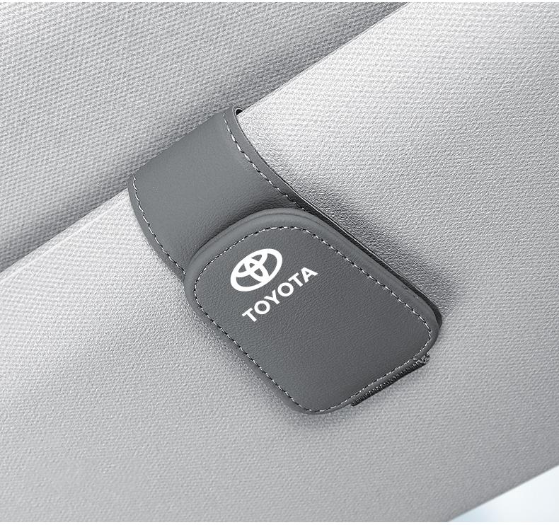 Car Accessories Sun Visor Sunglasses Holder PU leather Glasses Clip For Toyota Corolla Yaris Aygo Prius CHR Camry Auris Avensis