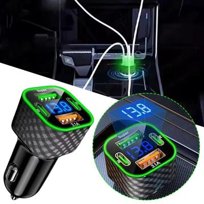4 In 1 Dual USB C Car Charger With Voltage Display Super Fast Charging Adapter For IPhone Oppo Vivo U8X5