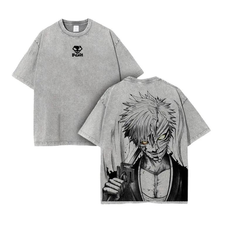

Anime Bleach Kurosaki Ichigo Printed Tee Men Short Sleeve Cotton Tshirts Vintage Washed Tshirt Harajuku Male Oversized T Shirt S