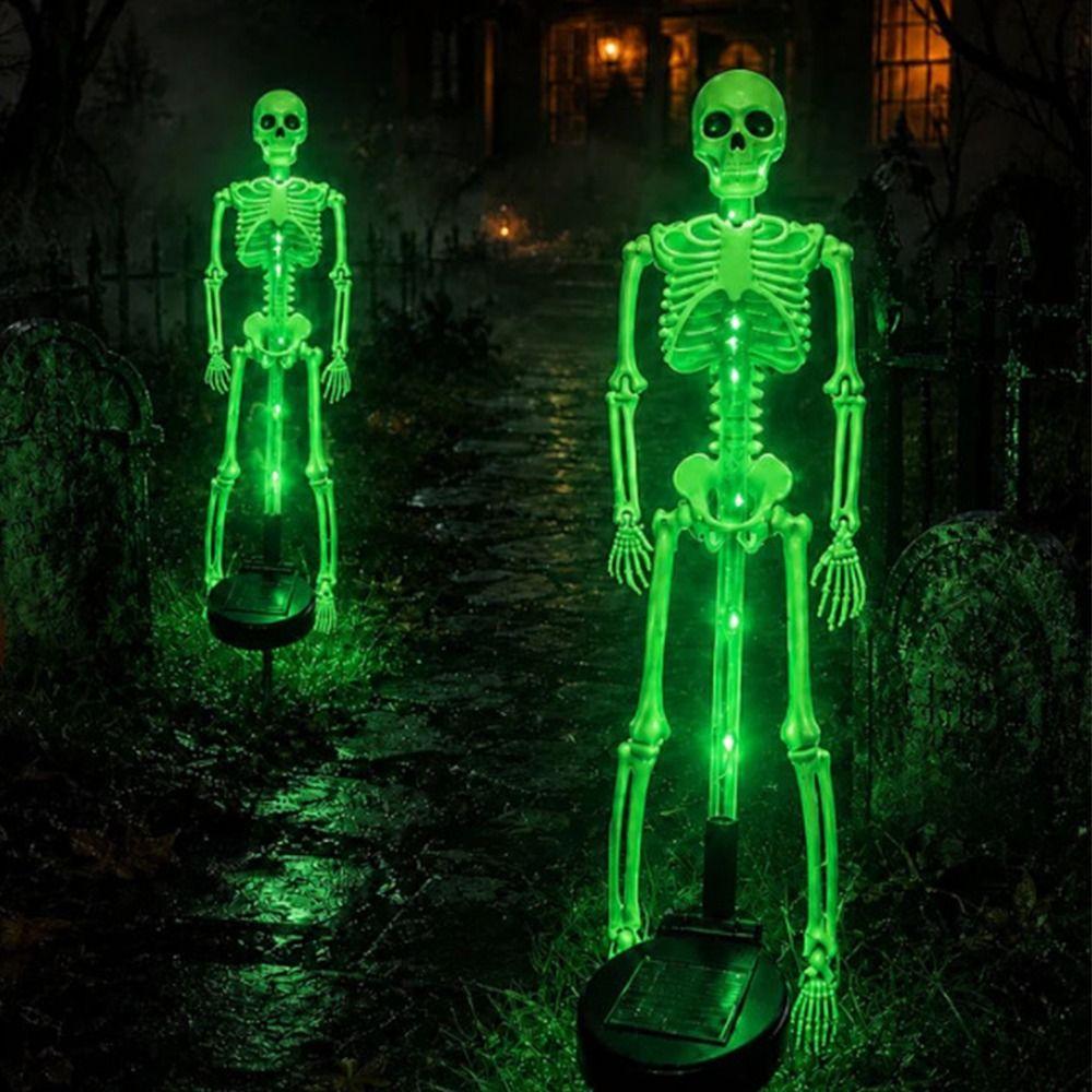 Wasserdichte Halloween Solar-Erdspießleuchten Realistischer Skelett Schädel Festliche LED-Lichter Außenbereich Garten