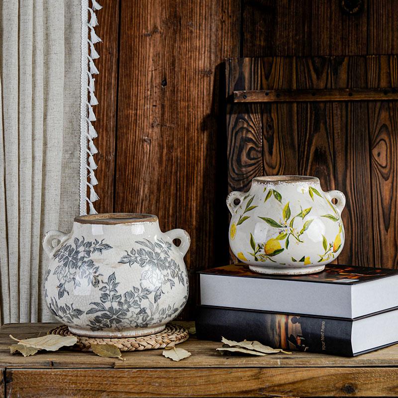 Vase Vintage Ceramic Desktop Decoration Living Room Arrangement Nordic Style American Dried Flower Creative Art High Sense Home