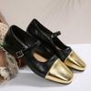 Women's Inside Heightener Women's Shoes New French Splice Non-Slip Block Heel One Strap Mary Jane Single Shoes