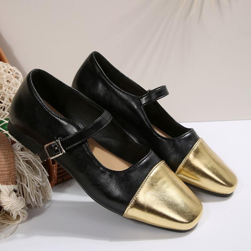 Women s Inside Heightener Women s Shoes New French Splice Non-Slip Block Heel One Strap Mary Jane Single Shoes 36