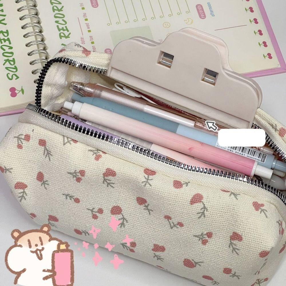 Small Flowers Pencil Cases Storage Bags Pen Bag Office Accessories Floral Pencil Bag  Makeup Bag