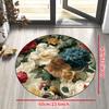 1Pcs Round Woven Area Rug Non-Slip Machine Washable Polyester Floor Mat for Living Room Bedroom Outdoor Patio Garden Deco