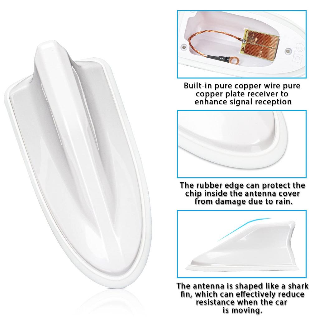 Psler Car Dolphin Shark Fin Cover Antenna Cover Car Styling Accessories Universal Waterproof (Pearl White)