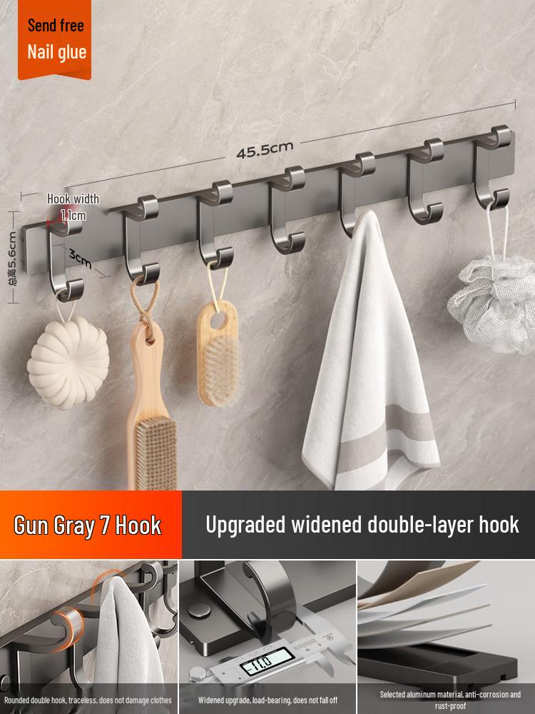 Meiruid Wall-Mounted No-Drill Double-Layer Space Aluminum Coat & Hat Hook