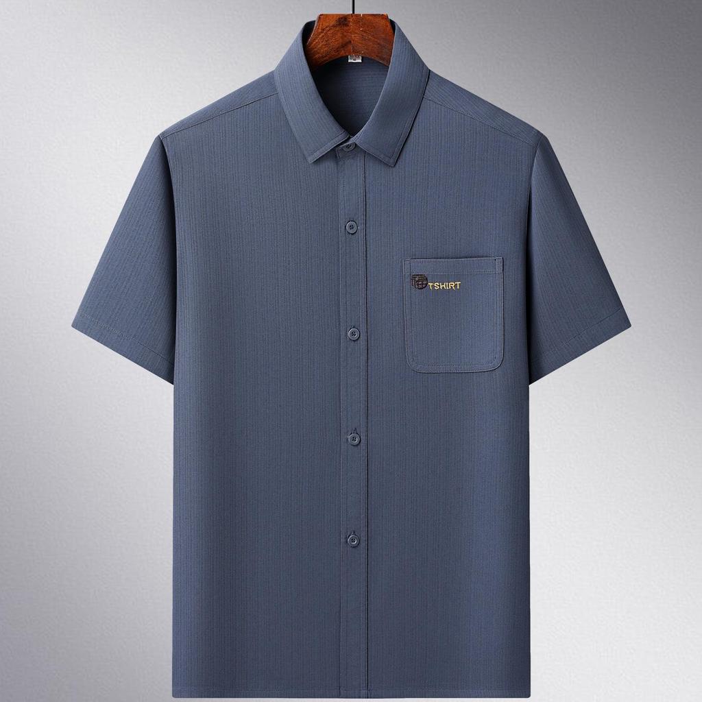 Herren Eisseide Sommer Kurzarmhemd Set für Mittelalte und Ältere