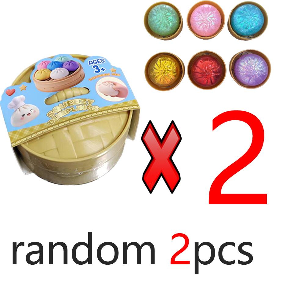 Glitter Squeeze dumpling squishie Toy Kawaii Steamed Bun Stress with Steamer Box Soft TPR Squishy for Kids Adults Anxiety Relief
