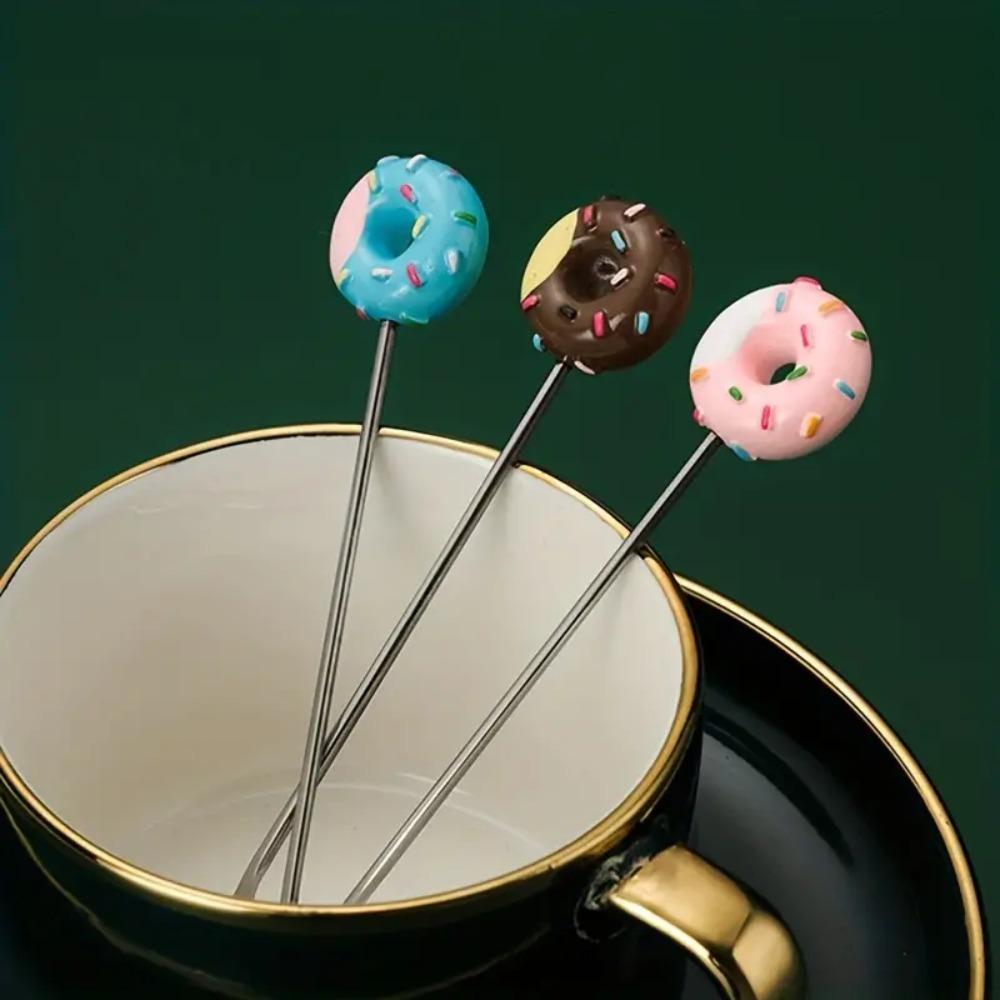 Colorful Designs Coffee Spoons Stainless Steel Salad Mixing Spoon Perfect Donut Spoon  Restaurant