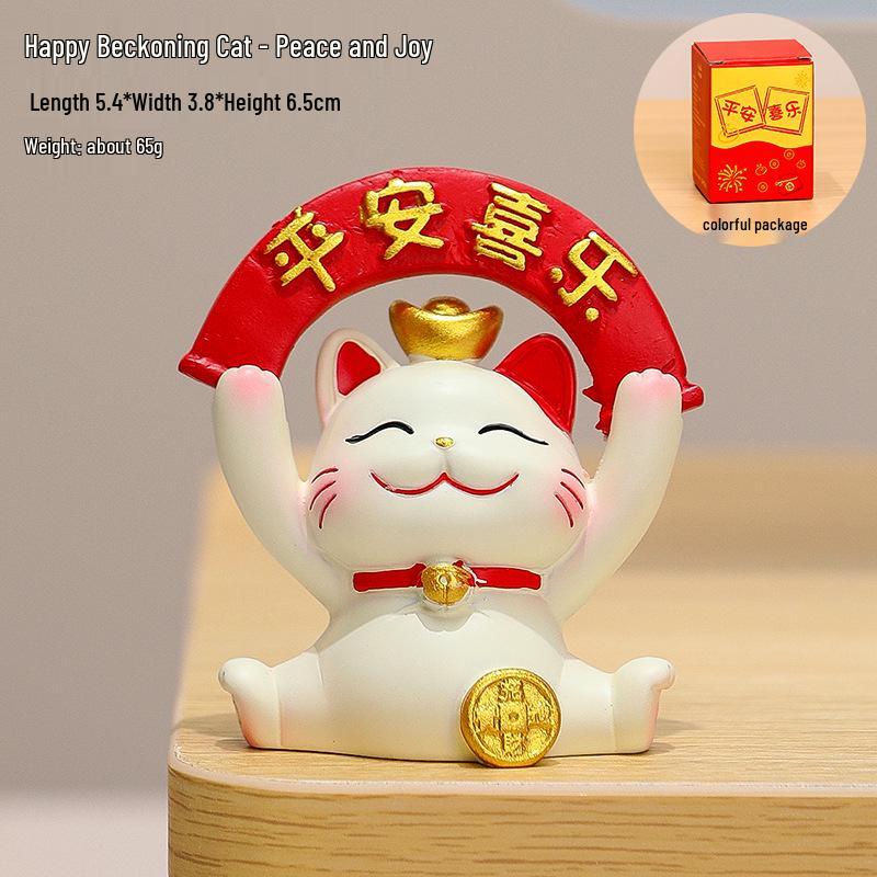 2025 Handmade Lucky Cat Ornament - Creative Cartoon Figure for Office Desk Decor and Cute Gifts