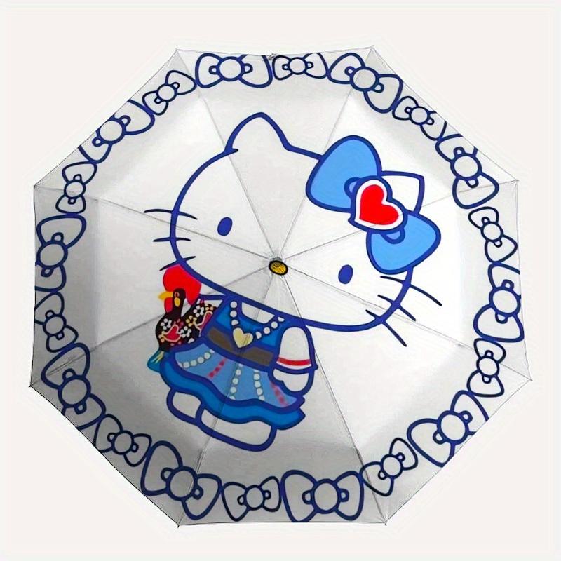 1pc Hello Kitty Blue Heart BowUmbrella with Plastic Handle,Suitable for All Seasons Home Travel Outdoor UmbrellaSanlio156