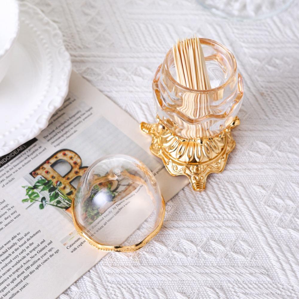 Transparent Egg Shaped Toothpick Box with Base Cotton Swab Organizer Toothpick Holder  Restaurant