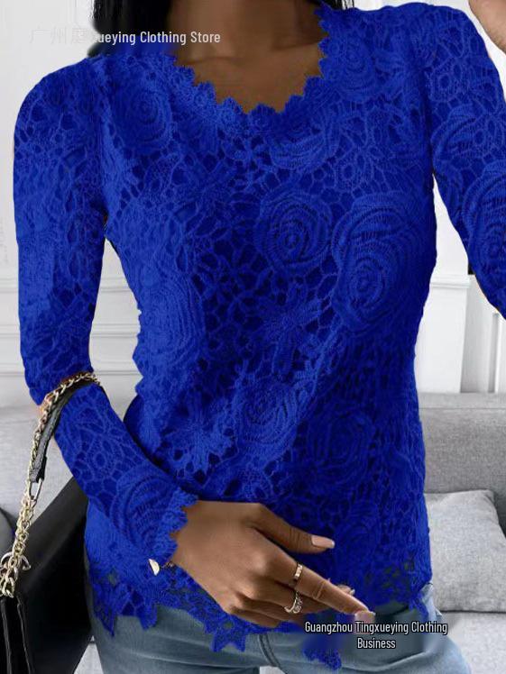 Women's European & American Lace Long-Sleeve Top for Autumn/Winter