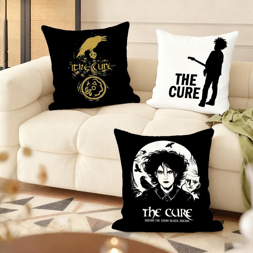 Vintage The C-Cure Rock Band Cushion Cover Soft Short Plush Pillow Cover Smooth Cozy Texture Aesthetic Cushion Case Home Decor