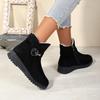 Damen Plateau Schneestiefel 2025 Neuer Stil, Dickes Fleece & Wildleder Stiefeletten-Bequeme, Warme, Vielseitige Baumwollstiefel für Mütter