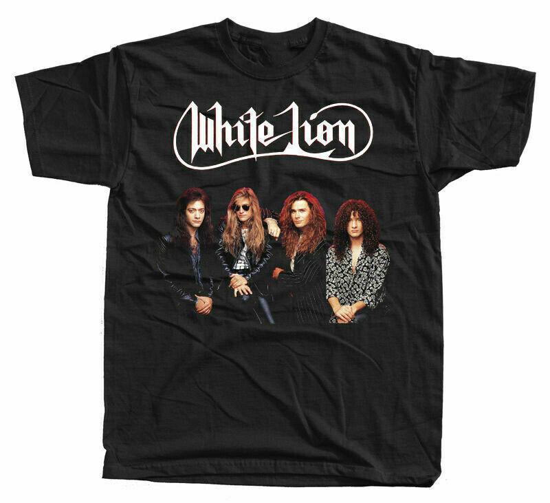 

White Lion Band Short Sleeve Black Men All Size Unisex T-Shirt M