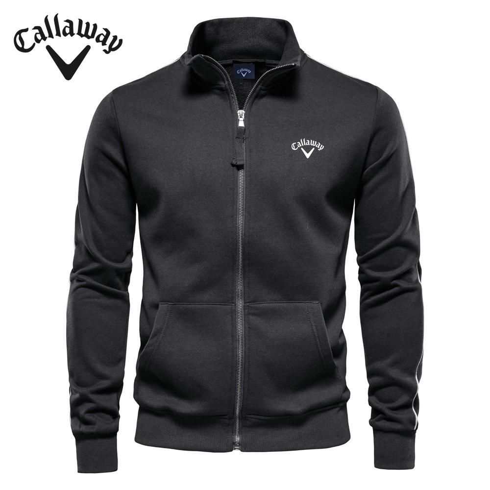Callaway Vyšívané podzimní zima nové pánské stojací límec mikina s dlouhým rukávem sportovní kontrastní barva ležérní bunda cardigan