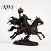 Gaming Room Shelf Accessory Halloween Knight On Horseback with Luminous Pumpkin Head Resin Figurine, Decorative Horse Statue Lighted Ornament for Home