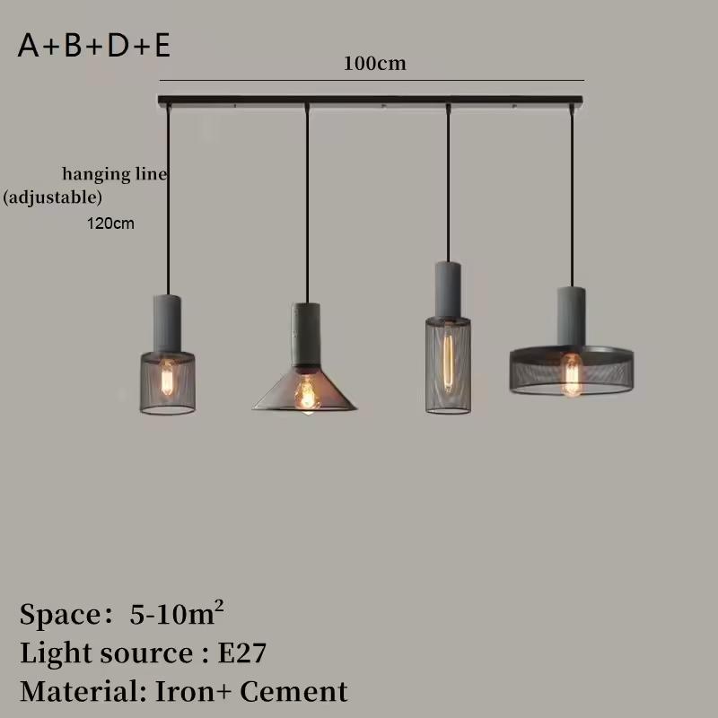 Vintage restaurant pendant light corridor cement column forged iron lampshade LED E27 coffee shop home decoration pendant light