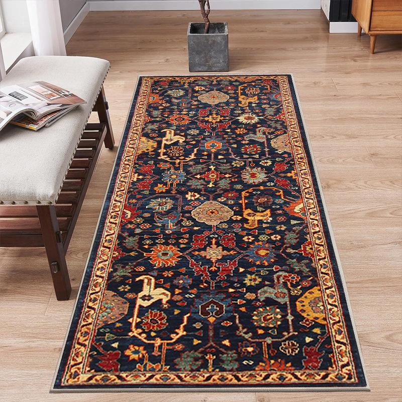Boho Geometric Print Runner Rug Retro Ethnic Style Home Use Entryway Hallway Long Strip Carpet Absorbent Non-slip Persian Mat