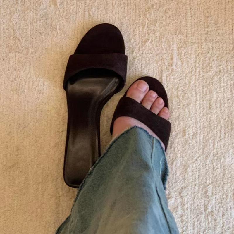 

Fashion Women Slippers Elegant Mid Heels Shoes Fashion Women s Sandals 2025 New Summer Luxury Pumps Flip Flops Sandalias De Mujer 35 коричневый