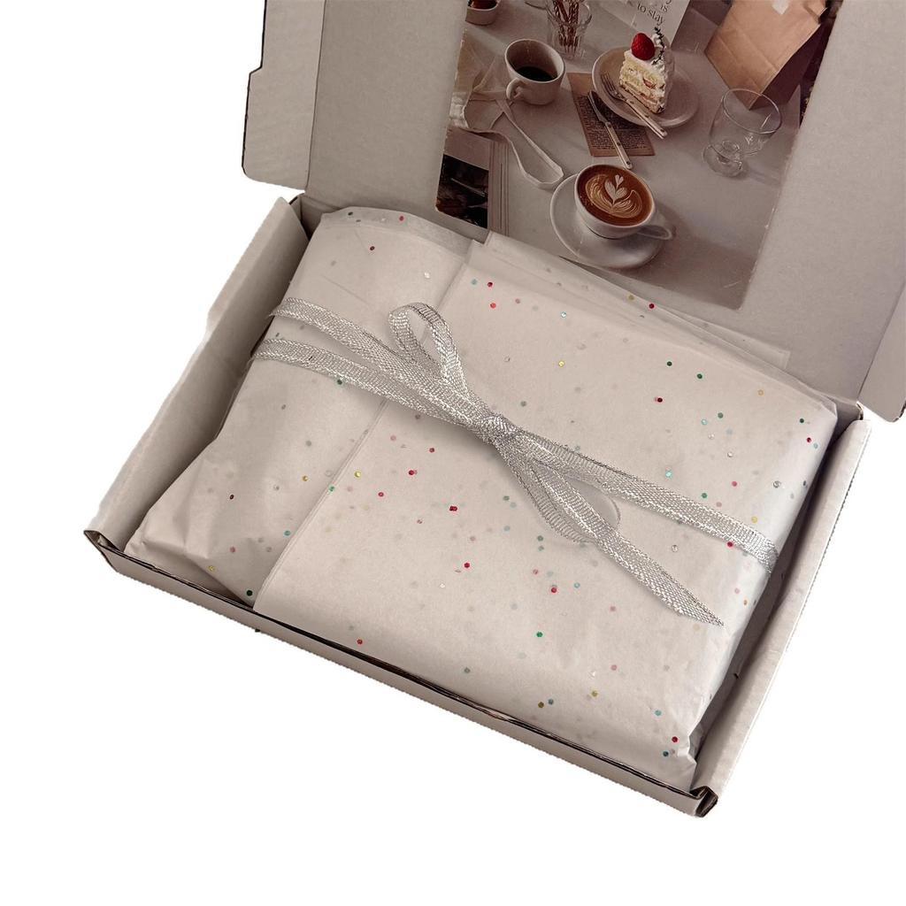 Pearlescent Festival Gift Wrap with Colored Sequins, 17g Thin, Hand-Crumpled Paper