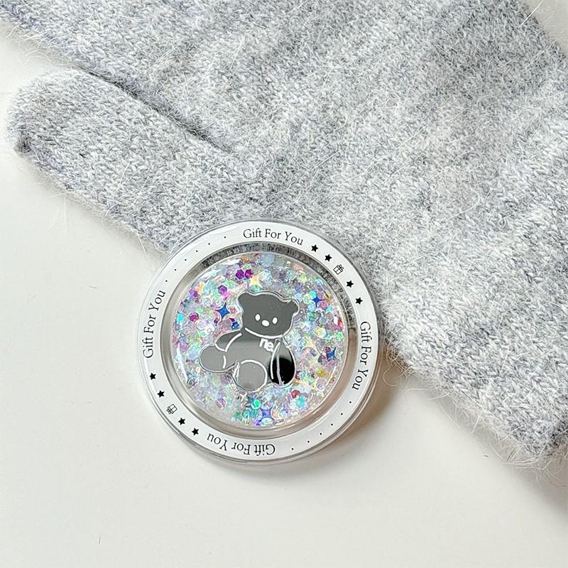 

Magnetic Suction Mobile Phone Airbag Holder Desktop Watch TV Series Korean Ins Small Fresh Round Glitter Pink Bear Mirror Wholesale