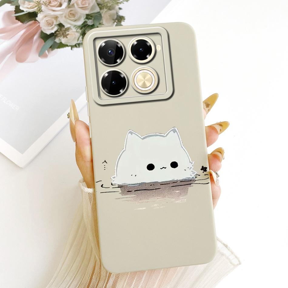 For Infinix Note 40 Pro 4G 5G / Note 40 Pro+ / Note40 X6853 Cute Cat Flower Cartoon Phone Case Soft Silicone Cover Bumpers
