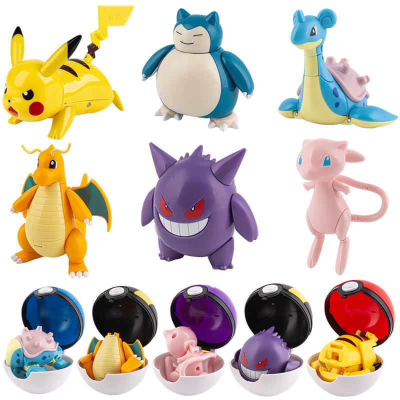 Figures Toys Pocket Monsters Ball Model Pikachu Gengar Pokeball Dragonite Snorlax Pokeball Action Figures Toy