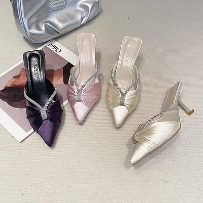 Fashion Fashion Women's Outdoor Flat Low-heeled Slip-on Lazy Sandals Semi-slip-on Pointed-toe Shoes Elegant Women Mules Concise Slippers