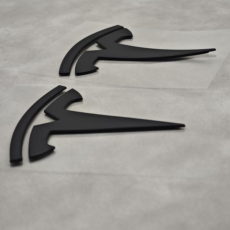 3Pcs ABS Car Front Hood Emblem Rear Trunk Badge Steering Wheel Cover Sticker For Tesla Model 3 Model Y Decals Accessories