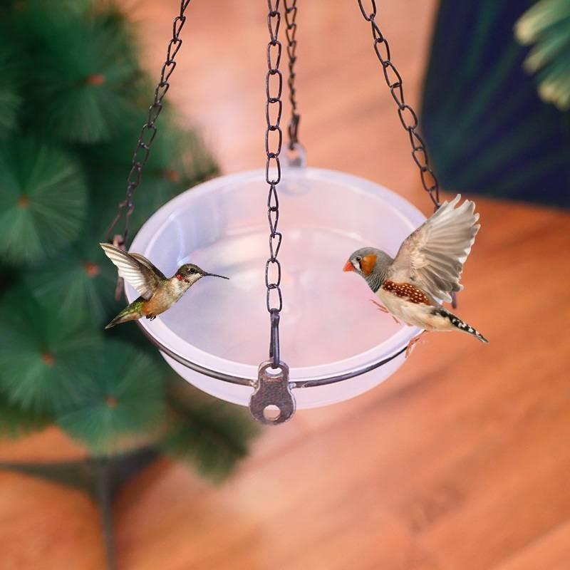 Hochwertiger Plastik-Vogelfutterspender mit stabilem Metallständer und vielseitiger Kolibri-Wasserschale für den Außenbereich
