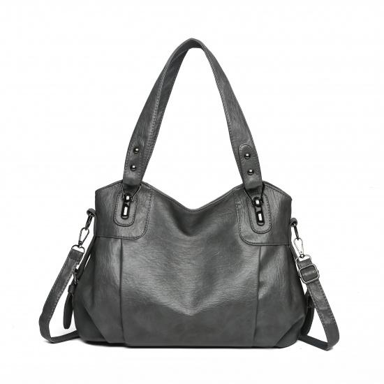 

Мягкие кожаные женские сумки винтажная сумка-тоут через плечо 2025 лето роскошный дизайнерский дамский кошелек большой вместимости серый