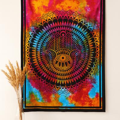 Hamsa Einzel-Baumwoll-Tagesdecke und Wandbehang