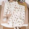 Girls' Fashionable Set Autumn Children's Casual Flower Long-sleeved Top and Wide-leg Pants Two-piece Set