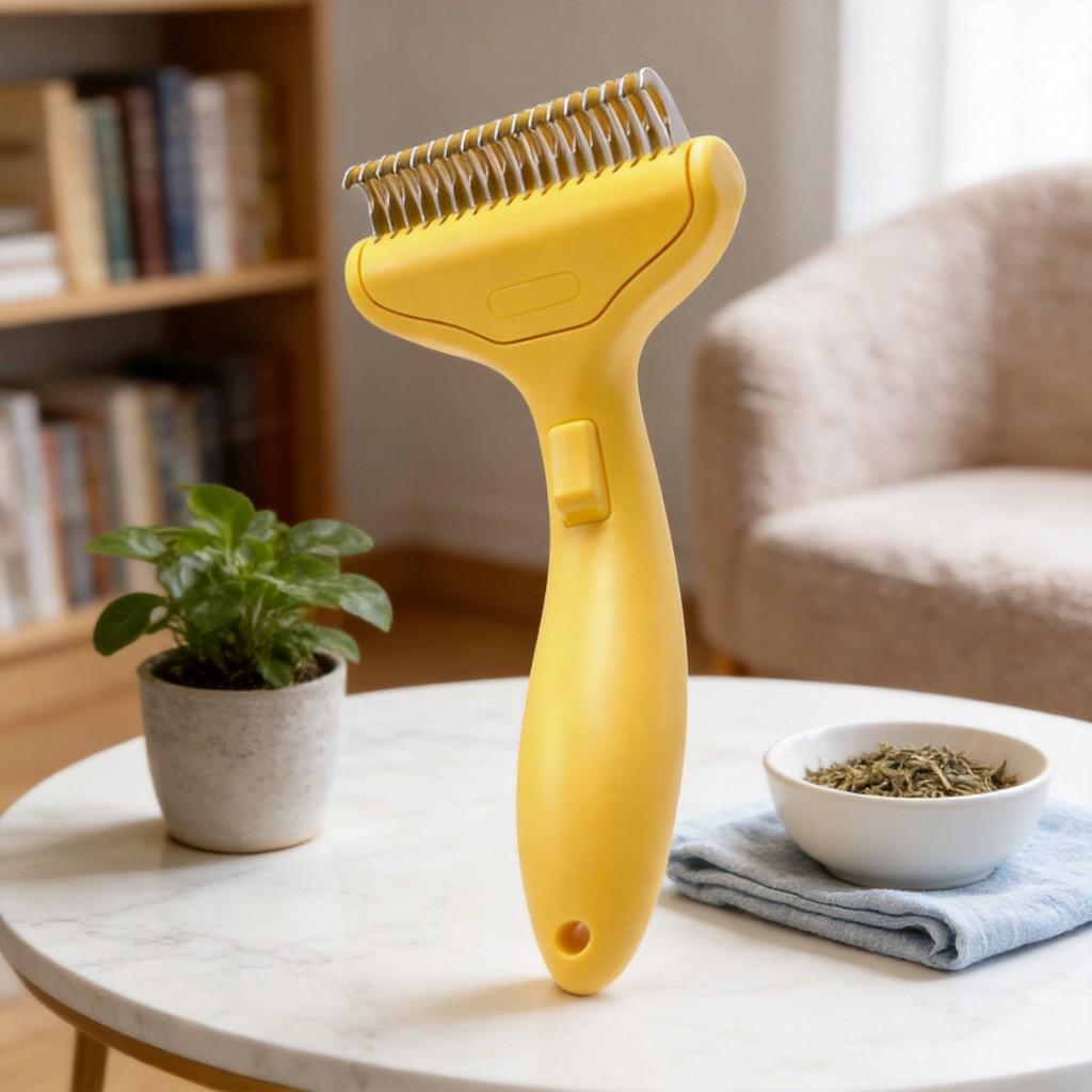 Pet Grooming Brush Abs Material With Easy Fur Removal For Cats And Dogs With Hair Loss Prevention