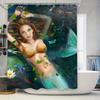 Luxury Mermaid Bath Shower Curtain, Waterproof Printing For Bathroom Decor, High-Quality Fabric, Customizable Size Green Edition
