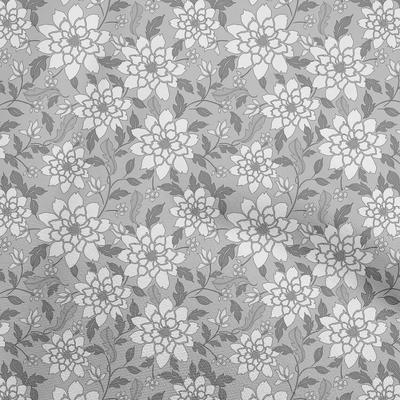 Cotton Flex Gray Fabric Floral Retro Craft Projects Decor Fabric Printed By The Yard 40 Inch