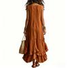 Ladies' Casual Sleeveless Cotton Linen V-neck Big Swing Dress