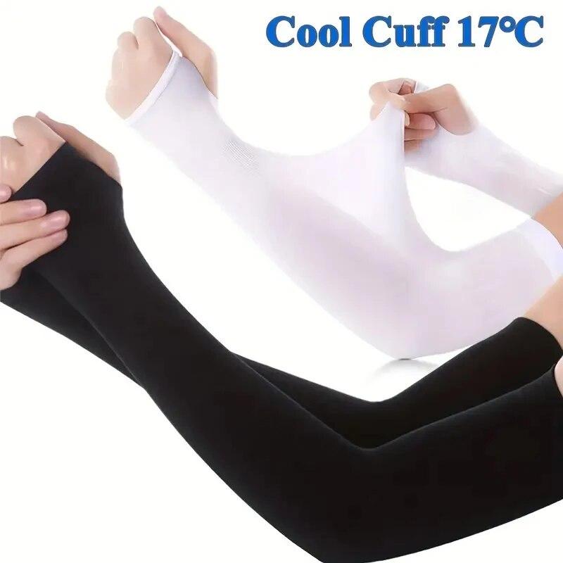 1 Pair of Women's Ice Silk Arm Sleeve Sports Sleeve Sun Protection Hand Cover Cooling Gloves For Running Fishing Bike