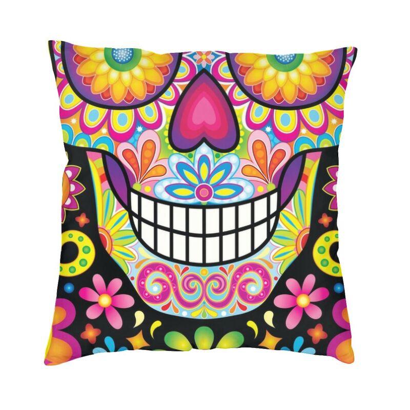 Luxury Day Of The Dead Throw Pillow Cover Home Decor Custom Square Mexican Sugar Skull Cushion Cover 45x45cm Pillowcover