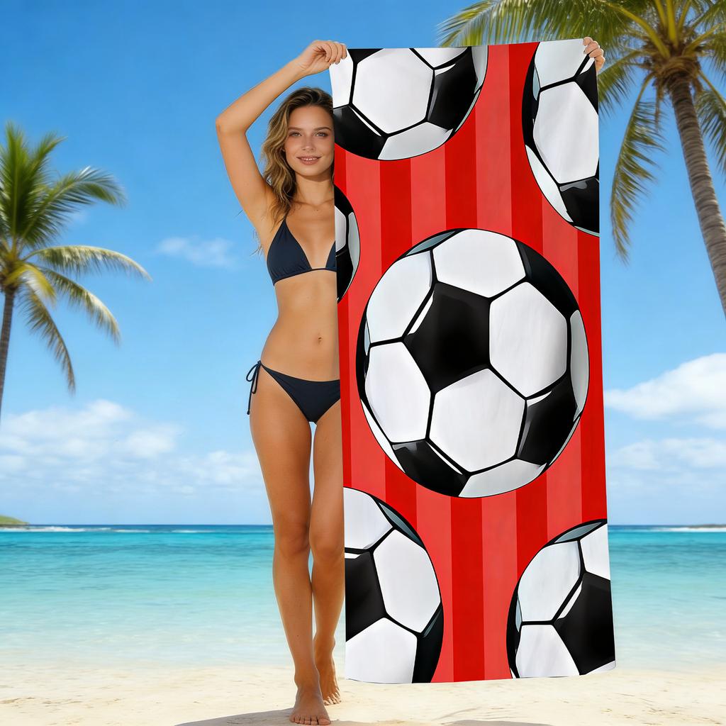 Football Printed Microfiber Beach Towel Quick Dry Absorbent Bath Towel For Seaside Swimming