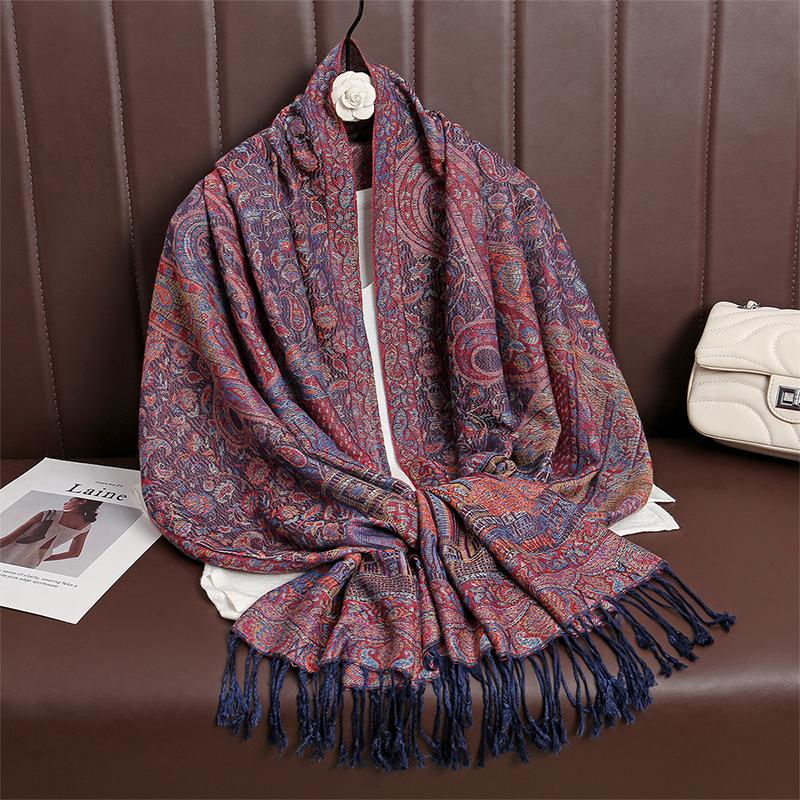 Women Paisley Scarf Cashmere Feeling Pashmina Shawls Tassel Hijab Head Wraps Femme Winter Scarves Foulard Bufanda