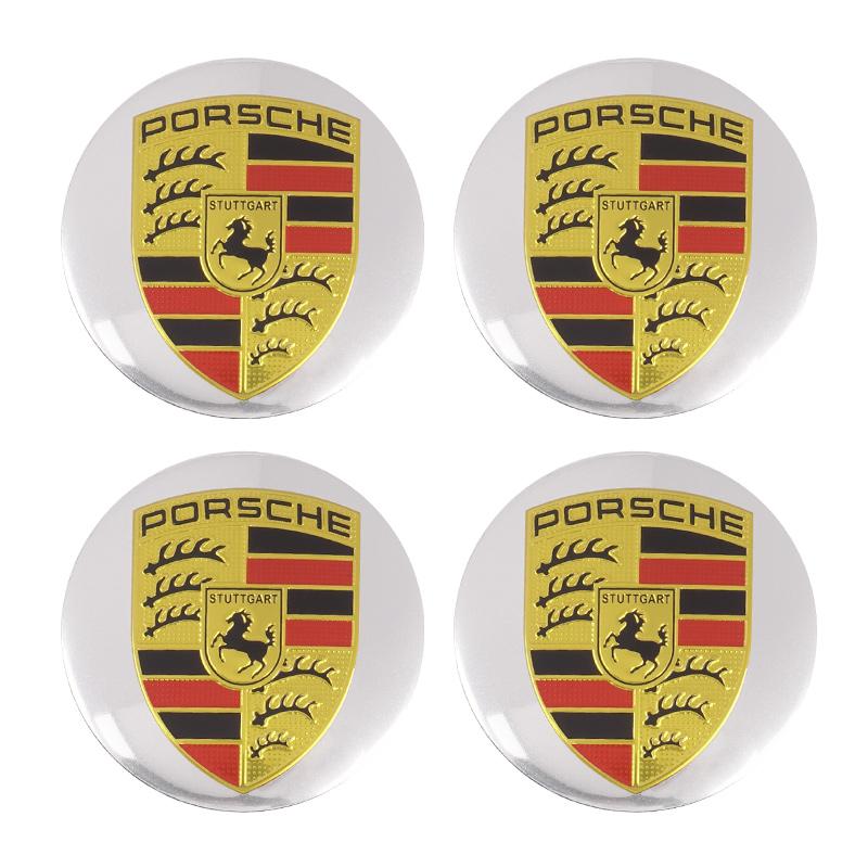 4PCS Car Wheel Center Cap Metal Badge Sticker 56mm For Porsche Macan Panamera Cayenne Cayman 911 Car Wheel Decoration Sticker