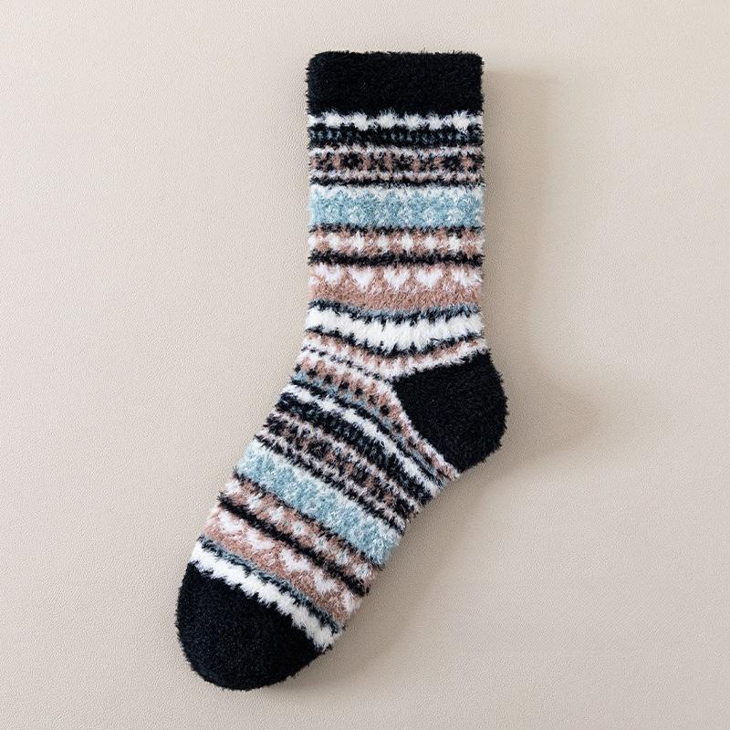 Autumn and Winter Coral Fleece Socks for Women Warm Floor Socks Home Tube Socks Sleep Socks Half Fleece